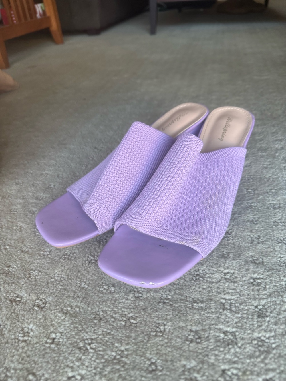 Lilac Knit Slide Mules - Women
